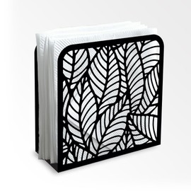 Doodlream Morden Leaf Decorative Napkin Holder Made of Black Metal for the Table Napkin Holder Standing 12 x 12 x 5 cm for Home Kitchen Restaurant Picnic Party Coffee Bar Dining Room
