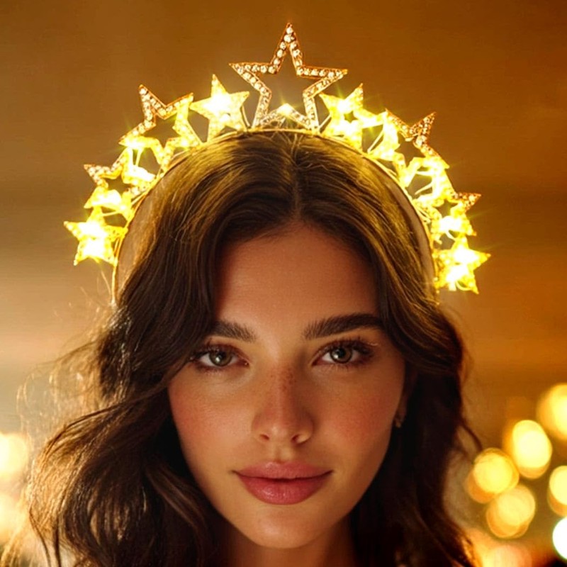 Light Up Star Headband Rhinestone LED Headbands Glow Party Hair