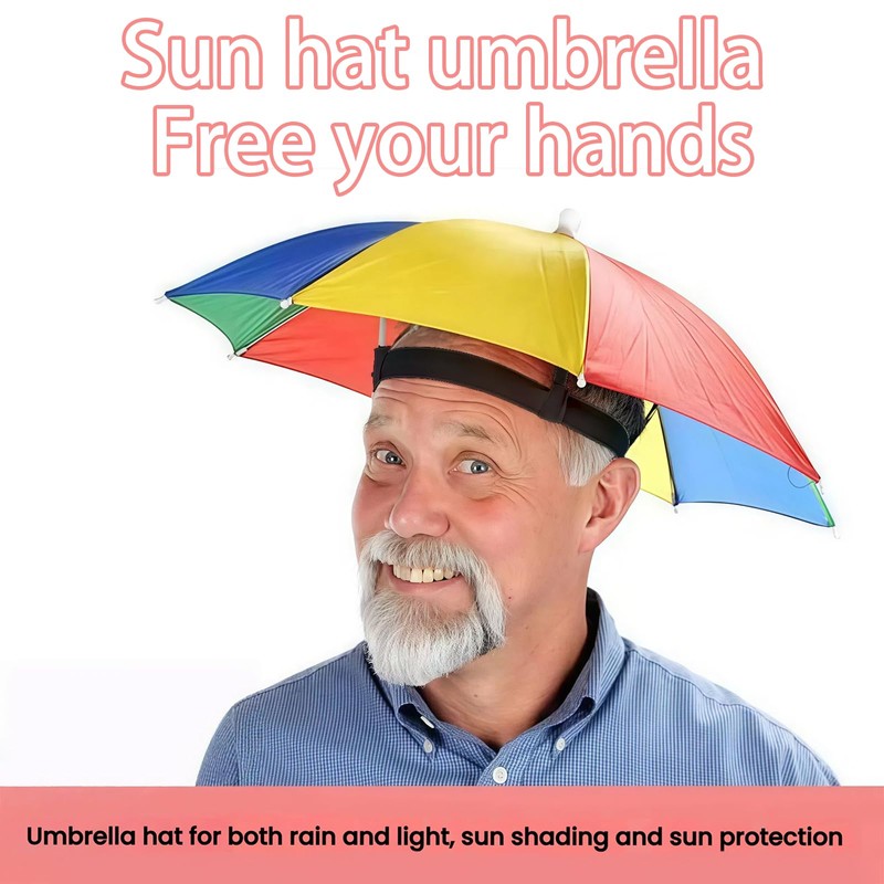 MUNSKT Pack of 2 Foldable Umbrella Hat with Elastic Band