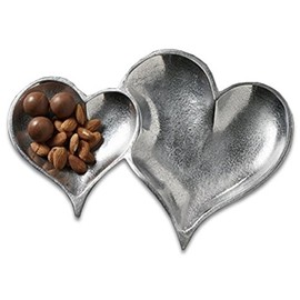 Dos corazones entrelazada Bandeja para servir con textura Aluminio 30,5 cm