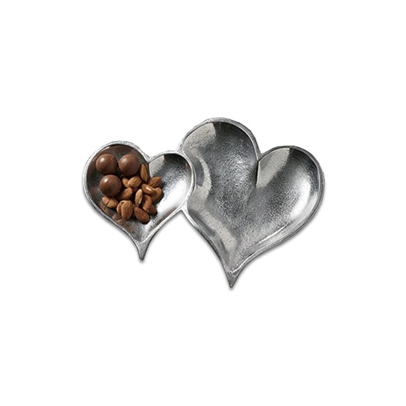 Dos corazones entrelazada Bandeja para servir con textura Aluminio 30,5