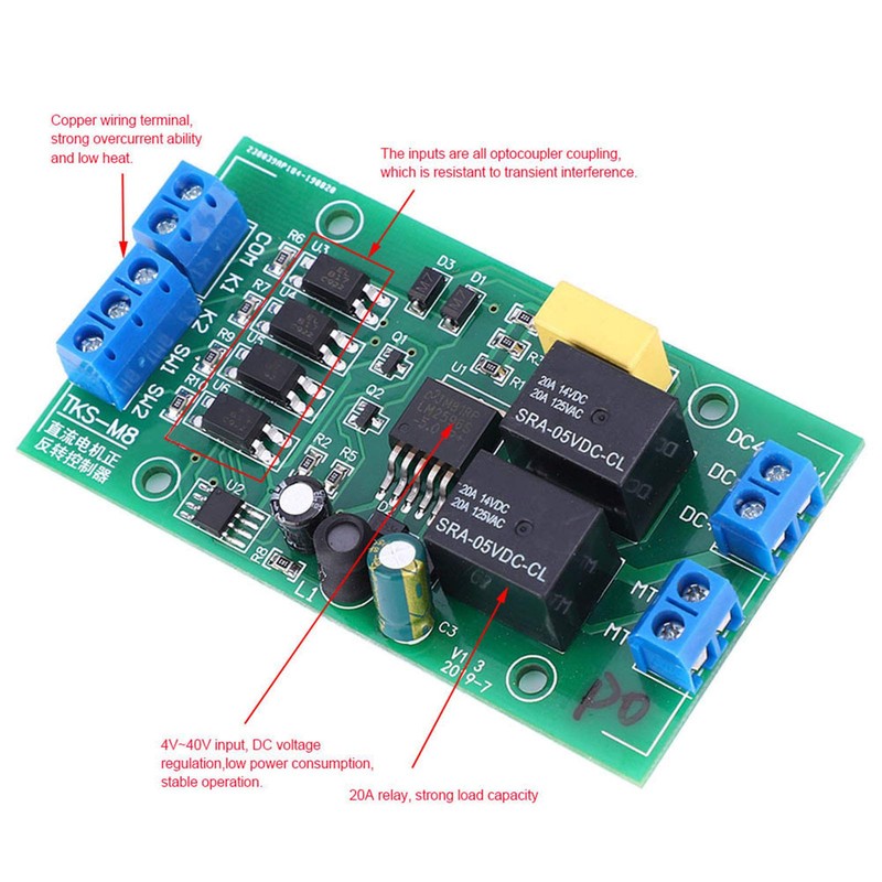 DC Motor Rotation Regulator Forward Reverse Relay Switch Module Optocoupler