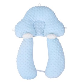 Toddler Neck Pillow Stable Support Safe Soft Breathable Cotton Fabric Toddler Body Pillow for Family Travel Blue(Polyester)