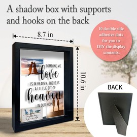 Large Shadow Box Frame, Someone We Love is in Heaven, Memorial Shadow Box with 10 DIY Adhesive Dots Tabletop Display Case, Grief Funeral Gifts Sympathy Gift Bereavement Gifts (10.6" X 8.7") - A07