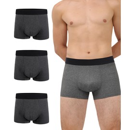 IRISMORII Incontinence Protective Underwear for Men Washable Bladder Leak Proof Boxer Brief 60 ml Absorbency Trunk 3 Pack (3 Dark Gray, L)