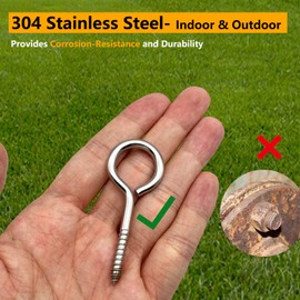 Allkeen 15 PCS Stainless Steel 2.56 Inch Screw Eyes Hooks Screw Eye Bolts, 80 Lbs Capacity