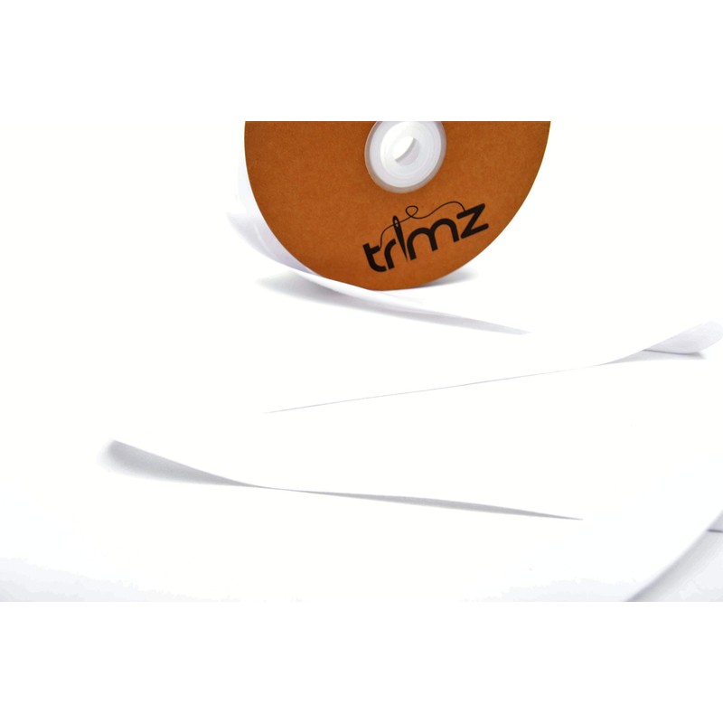 Trimz Nastro sbieco in policotone, bianco, 25 mm x 20