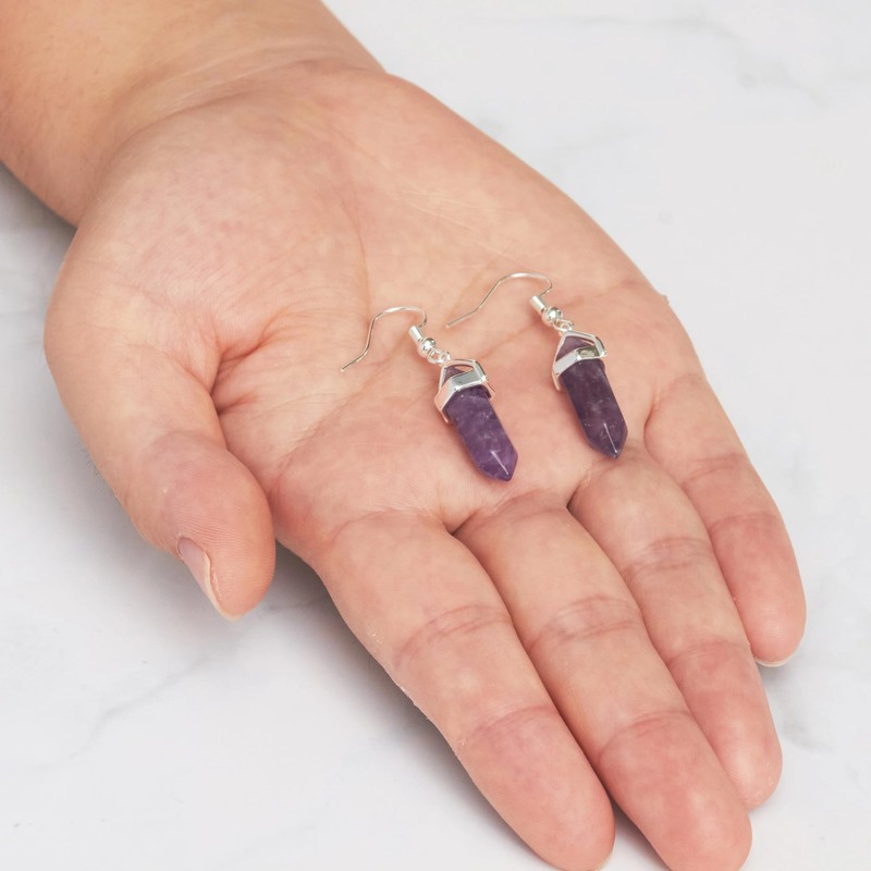 Philip Jones Amethyst Gemstone Drop Earrings