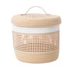 MIZHICRAFT Handwoven Cotton rope&Bamboo Storage Basket with - Foldable basket
