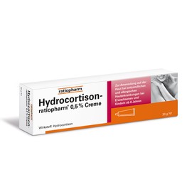 ratiopharm Hydrocortison-ratiopharm® 0,5% Creme bei allergischen und entzündlichen Hautirritationen, Juckreiz, Sonnenbrand und Insektenstichen. 30 g Creme
