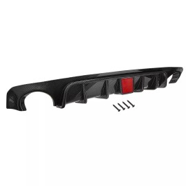 ZXMT Carbon Fiber Style Rear Bumper Diffuser Lip W/ LED Light For Infiniti Q50 18-22