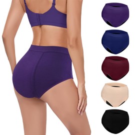 Ropa interior de incontinencia para mujer, 100 ml, absorbencia, reutilizable, a prueba de fugas, bragas de control de vejiga para mujeres, paquete de 5 posparto y menopausia (5 colores, XXL)