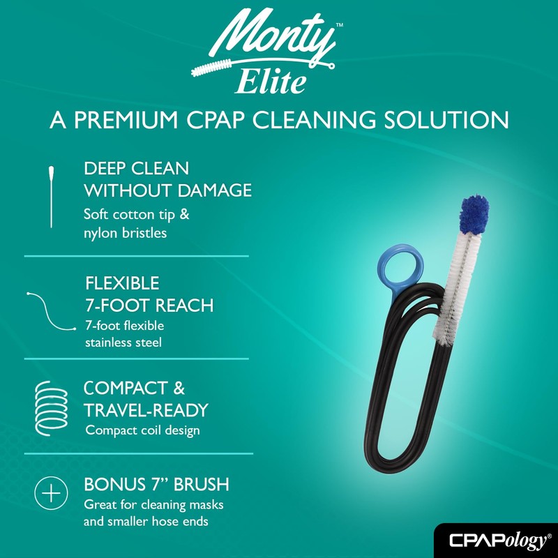 Monty Elite Premium CPAP Tube Brush Cleaner ((Standard (Fits 15-22mm