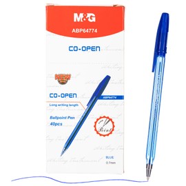 M&G Ballpoint Pens, Blue Ink Pens Fine Point 0.7mm, High-Capacity Ballpoint Pens Bulk Smooth Writing with Anti-Slip Grip & Plug-In Cover for Journaling Office Supplies School Women Men (40 Pack)