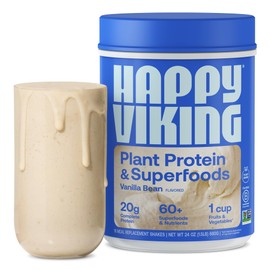 Happy Viking Happy Viking Vanilla Plant Protein Powder, Created by Venus Williams, 20G Protein, Low Carb, Keto, Vegan, Gluten-Free, Non-GMO, Superfoods, Complete Meal Replacement, 1 Canister (24 oz.)