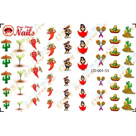 Cinco de Mayo (Ver.1) Clear waterslide Nail Art Decals (Tattoos) for Mexico's Victory Over The French Empire by DimOxy Designs.