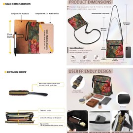 Sannovo Hummingbird Print Satchel Crossbody Bag Set for Women Lady, Hibiscus Leather Hobo Purse Multi Pocket Crossbody Shoulder Handbag Medium Size Messenger Bag with Adjustable Strap, Green