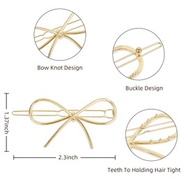 Metal Hair Clips, 4 Pieces Hair Clips Women Small, Golden Hair Clips, Hair Clips Non-Slip Small Hair Bow Clips, Hair Clips Women's Metal Retro for Wedding Party Girls (Silver)