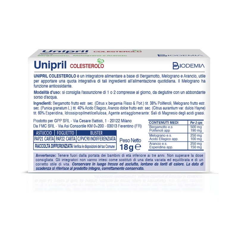 Global Pharmacies Partner Unipril Colesterolo 30 Capsule Gastroresistenti