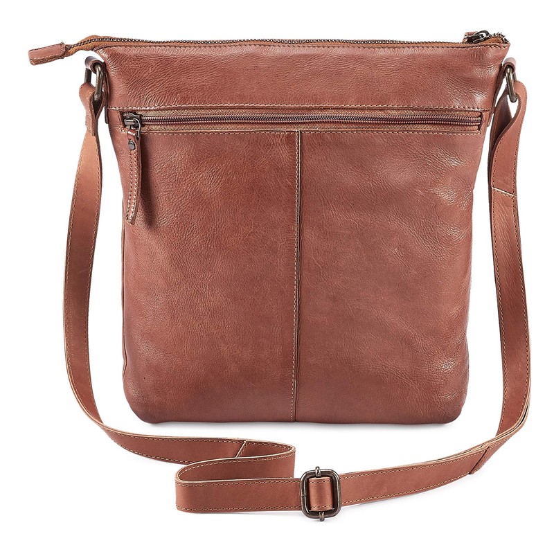 Cochoa Women Crossbody Real Leather Triple Zip Bag, Purse, Travel