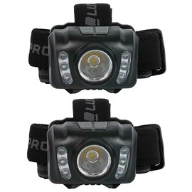 LUXPRO LP345V2 LED Headlamp - Bright 300 Lumen Head Lamp for Outdoors, Camping & Hiking - 6 Light Modes White, Green & Red Light - IPX4 Waterproof - Adjustable Headband - Batteries Included - 2 Pack