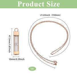 CHGCRAFT Urn Glass Hourglass Necklaces Cremation Pendant Necklace for Ashes Stainless Steel Chains Memorial Jewelry Rose Gold