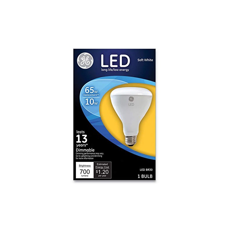 GE 40893 LED BR30 Dimmable Soft White Flood Light Bulb,