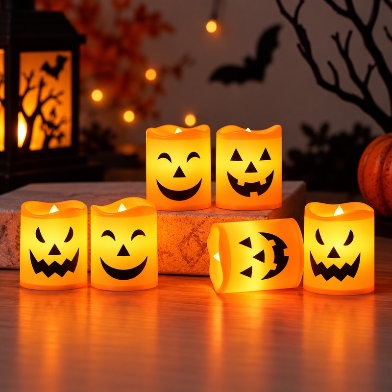 Halloween LED Candle Lights for Party Decor – 6-Piece Jack-O’-Lantern