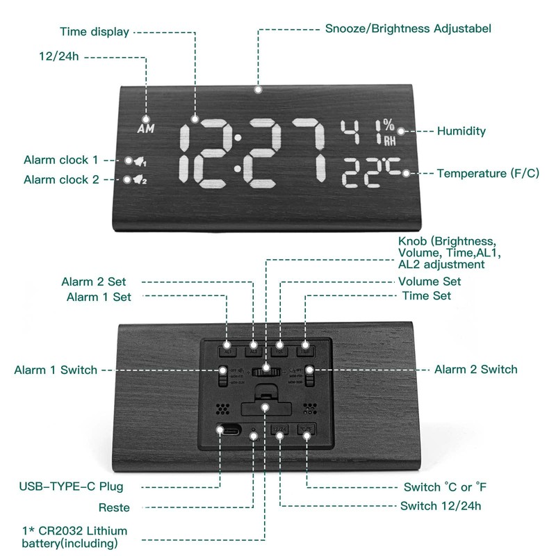 Digital Alarm Clocks for Bedrooms - Digital Clock Large Display,