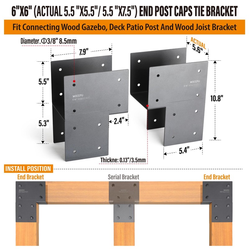 Wocepu 2 Pack Heavy Duty 6x6 (Actual 5.5"x5.5") Stainless Steel
