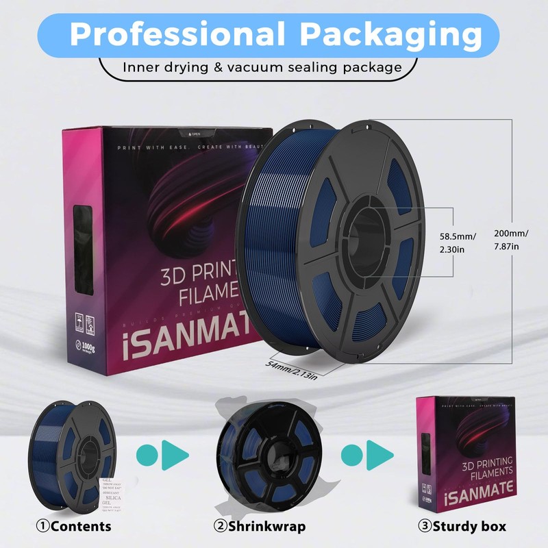 iSANMATE Navy Blue PETG HF Filament 1.75mm 50-400mm/s Rapid PETG