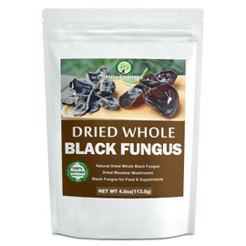 Dried Whole Black Fungus - 4.0 oz, All-Natural Black Fungus Wood Ear Mushrooms for Cooking, Soup and Vegan Recipes, Natural & Hand-Selected