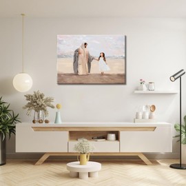 Jesus Wall Art Scripture Wall Art Religious Wall Decor Christian Canvas Wall Art Boho Jesus And Girl Wall Art Framed Prints Home Decor for Bathroom Living Room Kitchen Bedroom 36x24inch