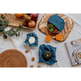 Nuts Jeans Beeswax Cloths for Food, Set of 3, Reusable Oilcloths, Beeswax Wrap, Beeswax Cloth, Alternative to Cling Film