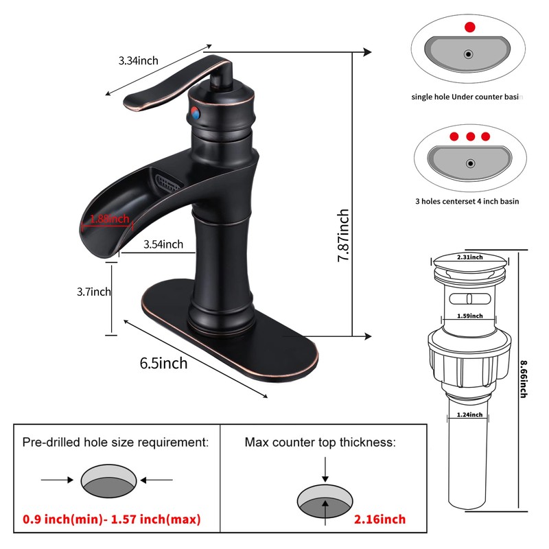Oil Rubbed Bronze Bathroom Faucet GGStudy Waterfall Single Handle One