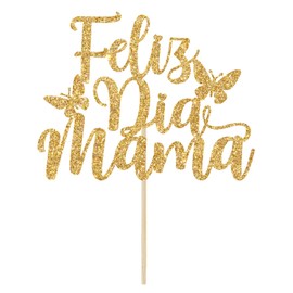 Decoración para tartas de Feliz Dia Mama, decoraciones de mamá de Feliz Cumpleanos, mejor mamá de siempre, feliz cumpleaños, mamá, decoración de fiesta del día de la madre, purpurina dorada