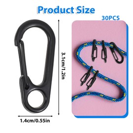 JIYIN 30 Pcs Mini Carabiner Clip, Metal Small Carabiner Clip Tiny Spring Snap Hook EDC Hanging Keychains for Outdoor Hiking Fishing Camping Flashlight Backpack Accessories