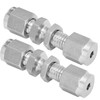 2Pcs Compression Bulkhead 316 Stainless Steel Double Ferrule Fitting Connector
