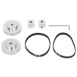 Gt2 Synchronous Wheel, Belt Pulley Aluminum Alloy Gt2 Timing Pulley Set with 2Pcs Length 200mm Width 6mm Belt for 3D Printer Essential Component (5mm / 0.2in Bore)