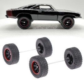 Pack of 4 1/64 Scale Remote Control Car Wheels with Diecast Model Truck Upgrade Axles