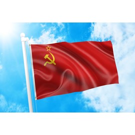 DMSE Unión Soviética URSS Unión de repúblicas socialistas soviéticas bandera nacional 3X5 pies pie 100% poliéster 100D bandera resistente a los rayos UV, 2' X 3' Ft Foot, 2' X 3' Ft Foot
