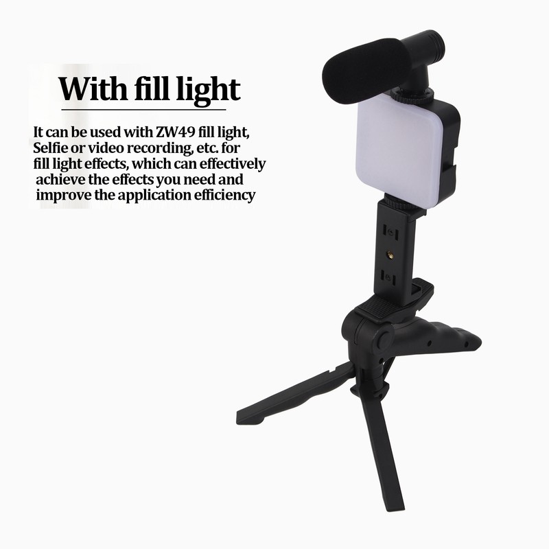 LED Video Fill Light Microphone Tripod Kit for Phone Camera
