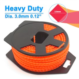 Zeqeey Twist Square Trimmer Line Heavy Duty Grass Strimmer String Diameter 3mm Length 33m Nylon Trimmer Cord Rope