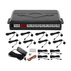 Motoforti Auto Vehicle Reverse Backup Radar System Reverse Parking Sensors Sound Warning Alarm Buzzer Reminder Distance Detection Dark Blue 8 Parking Sensors