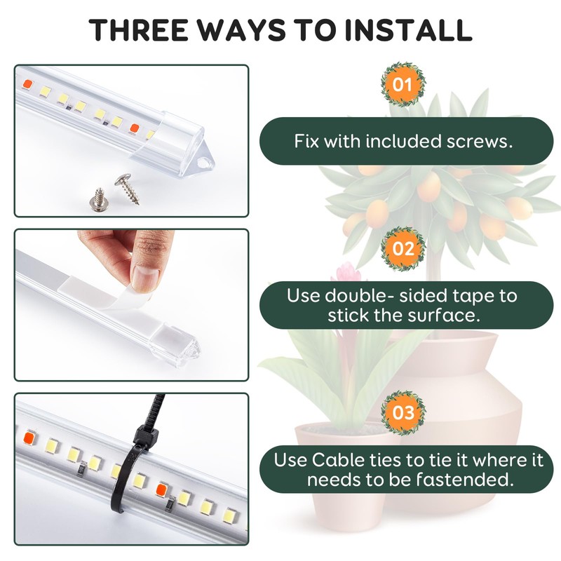 SDOVUERC 16'' 6 Bars Grow Light Strips for Indoor Plants