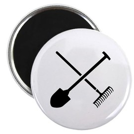 CafePress Black Shovel Rake 2.25 Magnet (10 Pack) 2.25" Round Magnet (10 pack)