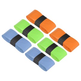 PATIKIL 43.3" Tennis Racket Grip Tape, Overgrip Perforated Absorbent Non-Slip for Badminton Fishing Rod, Sky Blue Orange Fluorescent Yellow