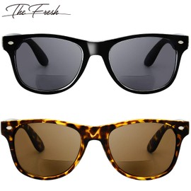 The Fresh Bifocals - anteojos de sol de lectura cómodas y elegantes lectores de sol con bisagra de resorte (negro x 1 y Demi*1, 1.5)