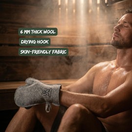 Premium Wool Felt Sauna Glove - Heat Resistant Natural Felt Glove for Finnish Russian & Traditional Saunas or Steam Rooms - Banja Accessories & Wellness Gift for Men and Women