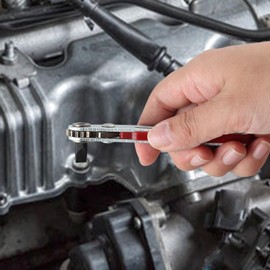 LEONTOOL 2Pcs Mini Ratchet Wrench Screwdriver Set 1/4 Inch Hex Screwdriver Bit Drive Ratchet Wrench Elbow Head & Flat Head Reversible Drive Handle with Flat Head and Phillips Head Screwdriver Bit